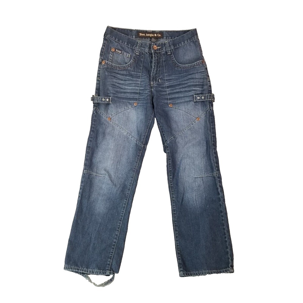 5ive Jungle jeans men's 34x32 regular straight blue denim pants Y2K urban